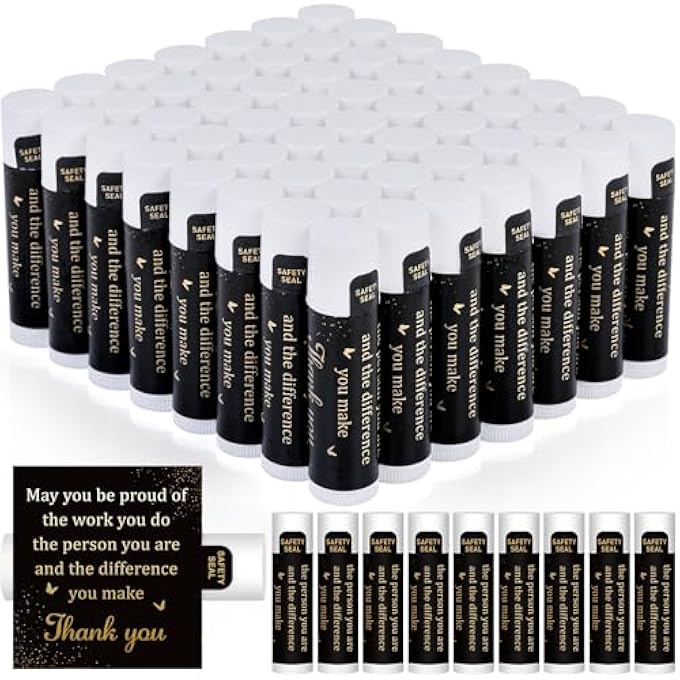 Dmsky THANK YOU GIFT LIP BALM BULK 61 PCS, INSPIRATIONAL APPRECIATION GIFT FOR EMPLOYEE TEACHER COWORKERS NURSE VOLUNTEER STAFF, THANK YOU GIFTS FOR WOMAN MAN - Image 1